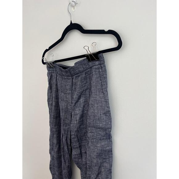 Theory Linen Blend Tapered Pants Women Size 4 Navy Blue Lightweight - Picture 4 of 6